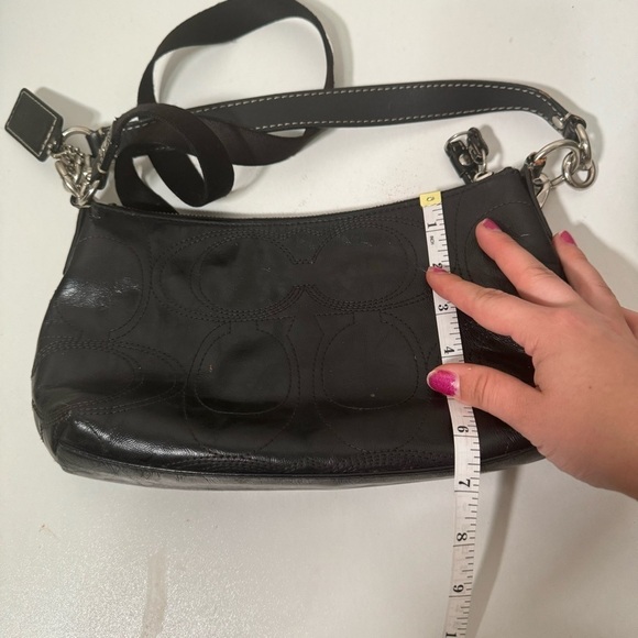 Coach Signature  Patent Leather Hobo Handbag Purse Black Embossed F15141 - Picture 6 of 9